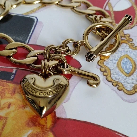 Juicy Couture puffy heart link bracelet vintage - Picture 2 of 7